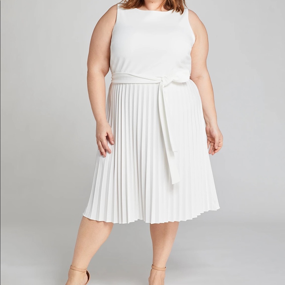 Lane Bryant White pleated dress